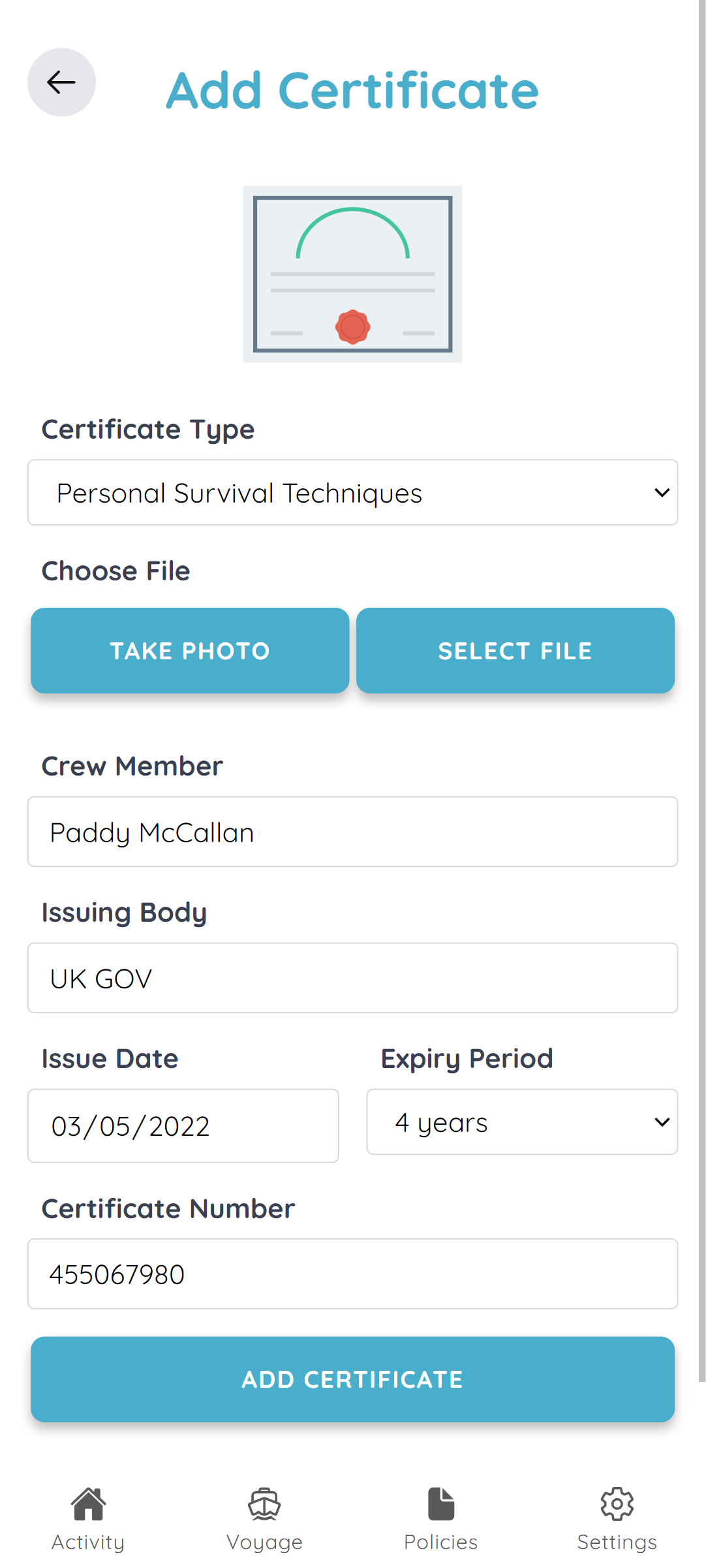 Seafarer Passport Interface